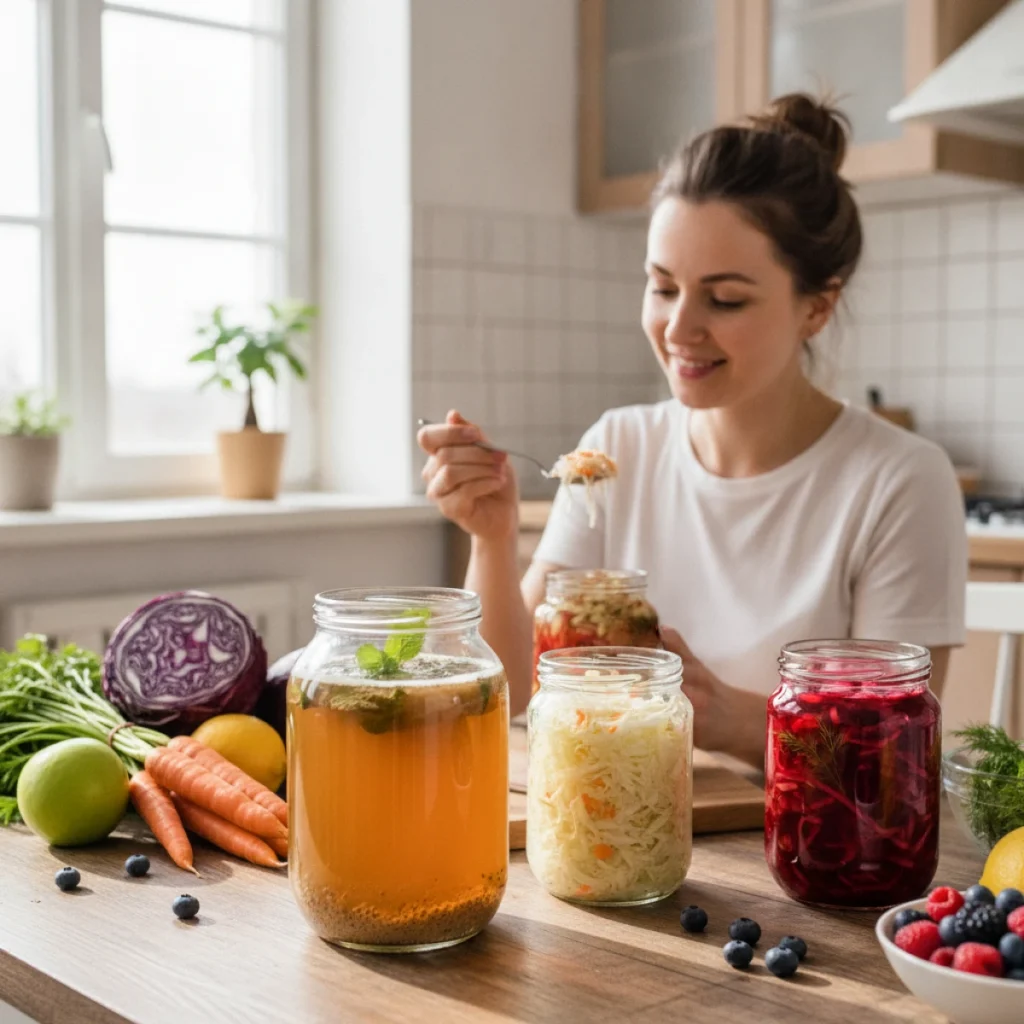 Иллюстрация к разделу «Польза ферментированных продуктов» в статье «Ферментированные продукты: домашние рецепты для здоровья»